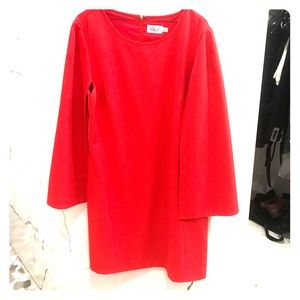 Eliza blood orange dress with cape sleeves